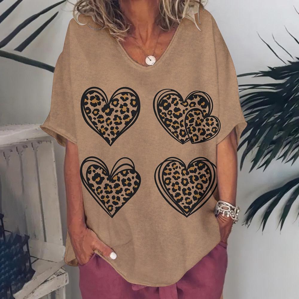 T-Shirt For Women Love Print Short Sleeve Tops BENNYS