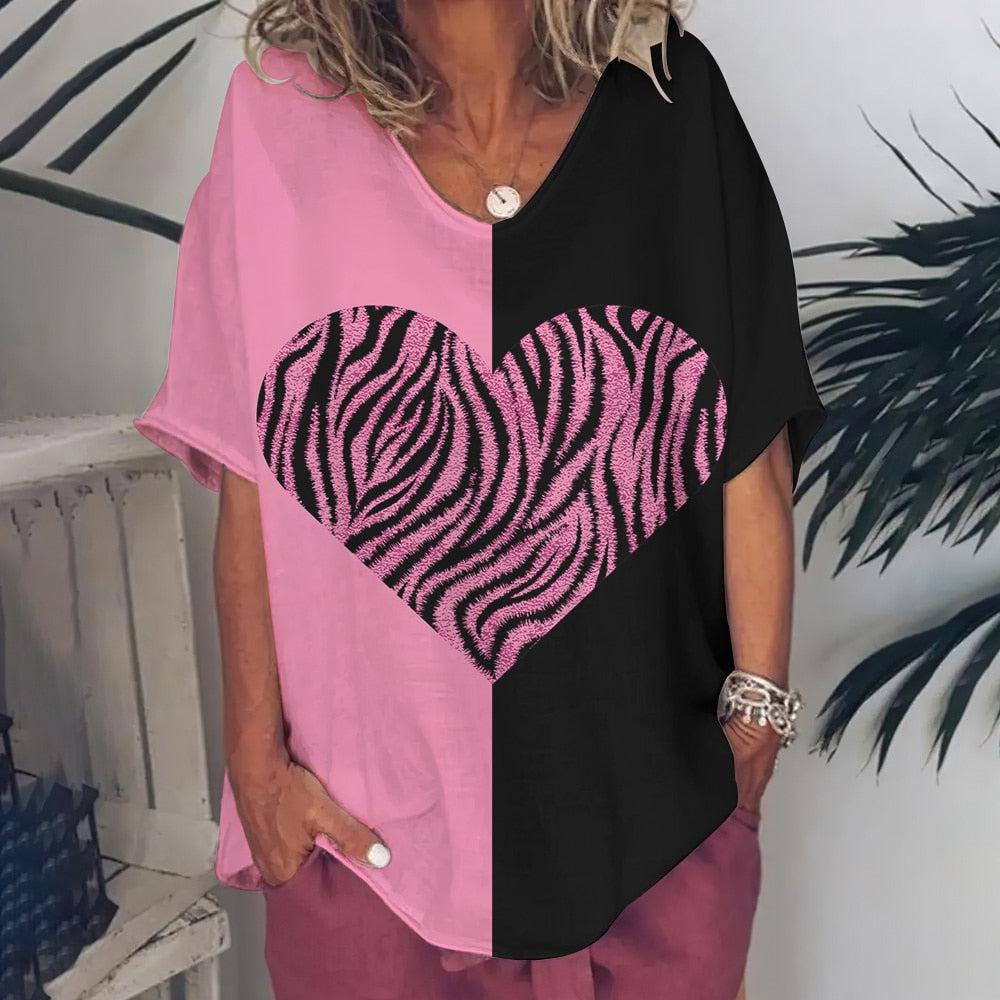 T-Shirt For Women Love Print Short Sleeve Tops BENNYS