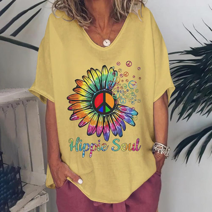 T-Shirt For Women Love Print Short Sleeve Tops BENNYS