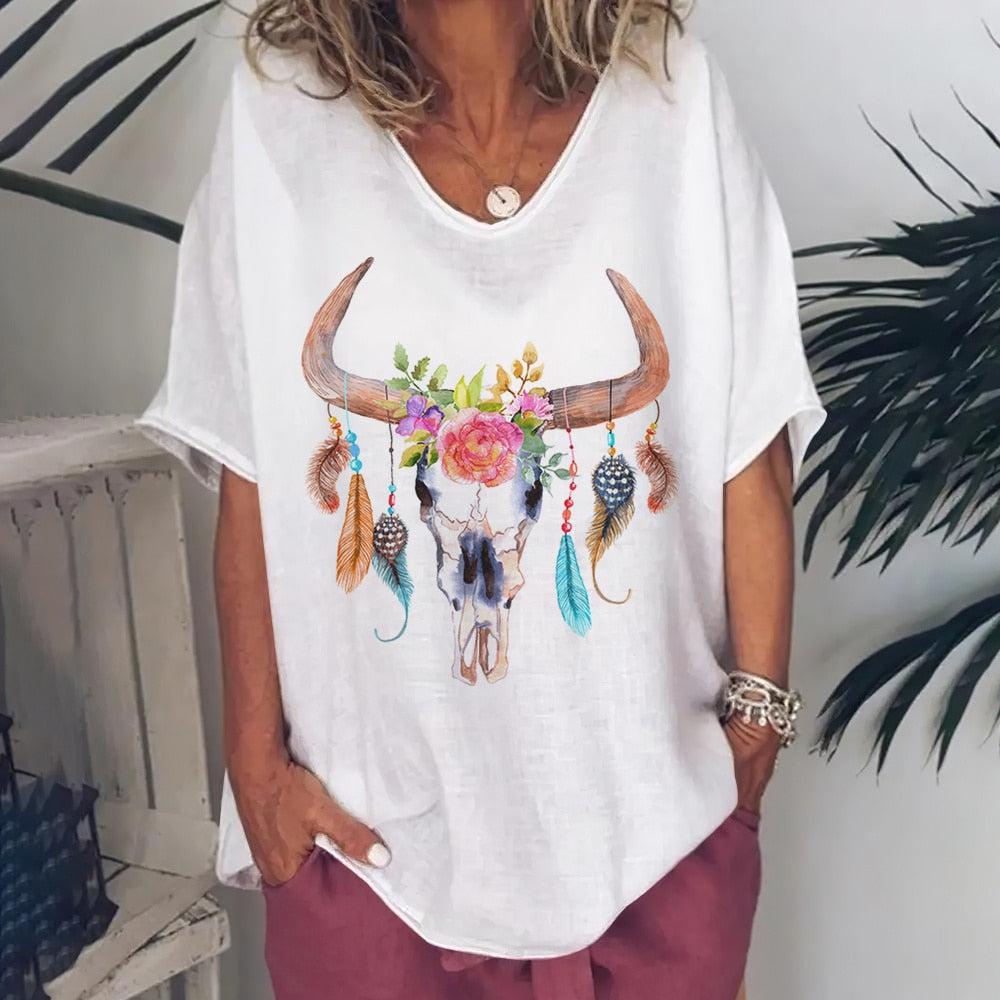 T-Shirt For Women Love Print Short Sleeve Tops BENNYS