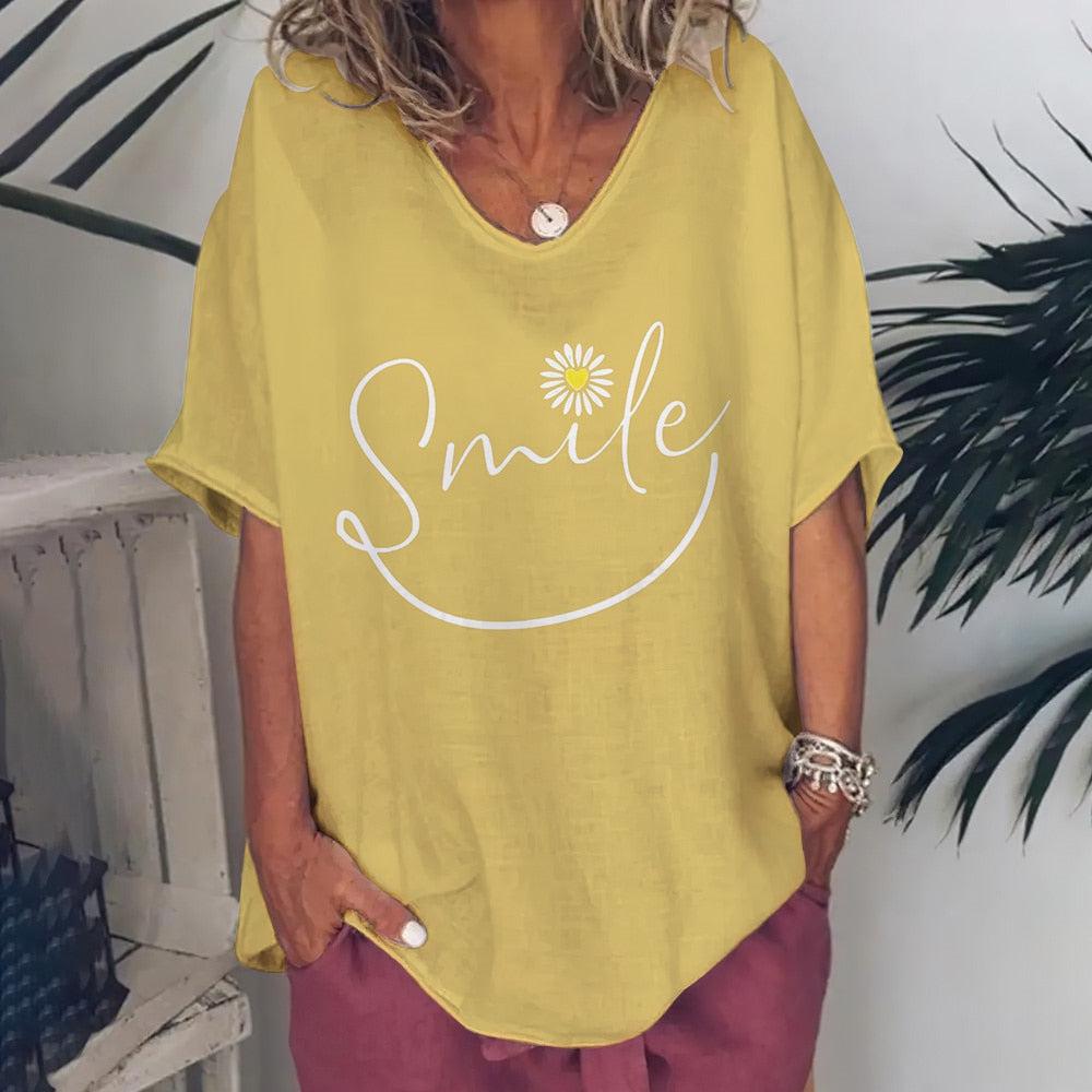 T-Shirt For Women Love Print Short Sleeve Tops BENNYS
