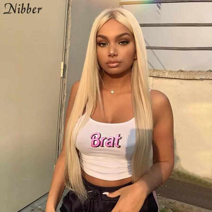 Teen Girls summer Short Sleeve tees bra letter printed Brat Tops Cotton Sexy T-Shirts BENNYS