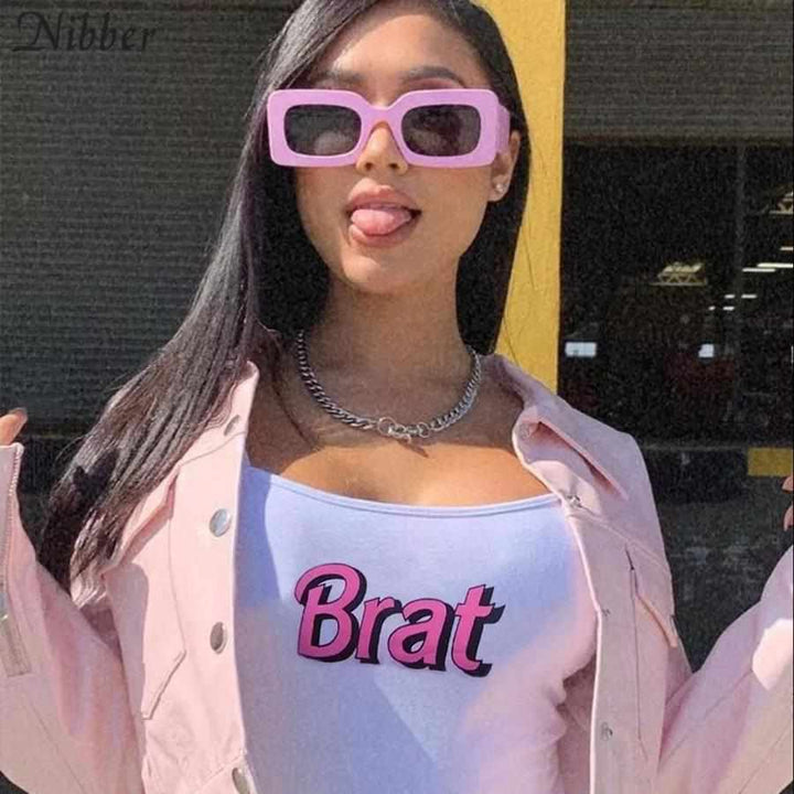Teen Girls summer Short Sleeve tees bra letter printed Brat Tops Cotton Sexy T-Shirts BENNYS