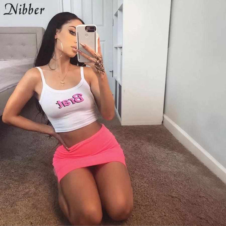 Teen Girls summer Short Sleeve tees bra letter printed Brat Tops Cotton Sexy T-Shirts BENNYS
