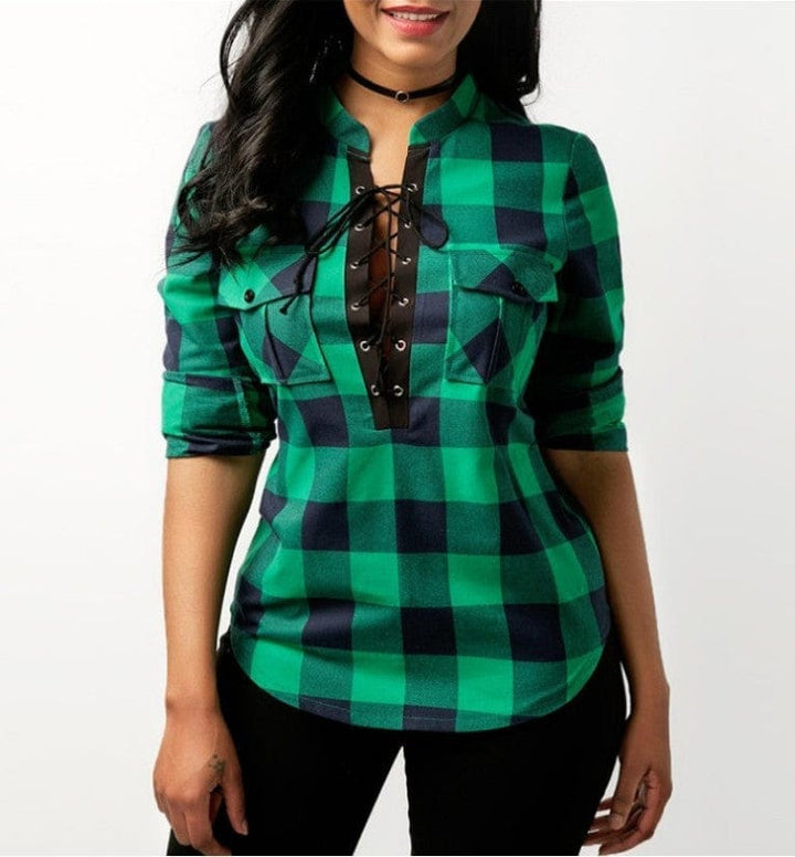 Tops And Blouses Casual Plaid Shirts Long Sleeve Office Women Blouse BENNYS