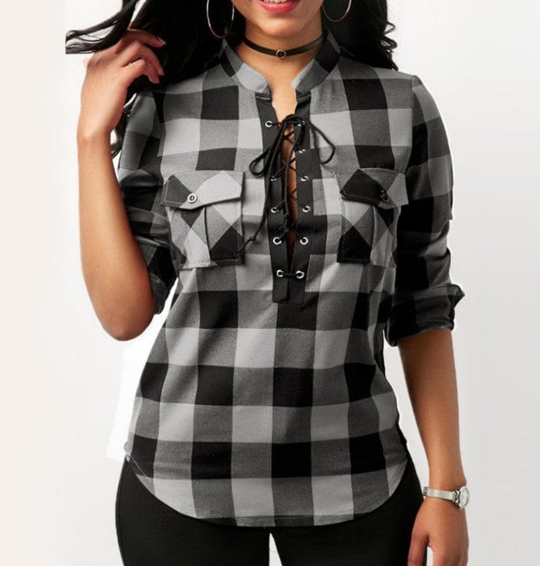 Tops And Blouses Casual Plaid Shirts Long Sleeve Office Women Blouse BENNYS