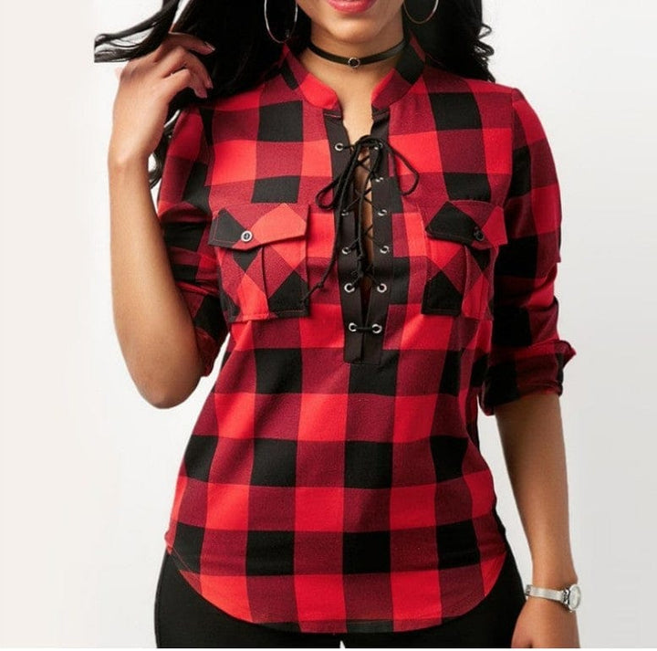Tops And Blouses Casual Plaid Shirts Long Sleeve Office Women Blouse BENNYS