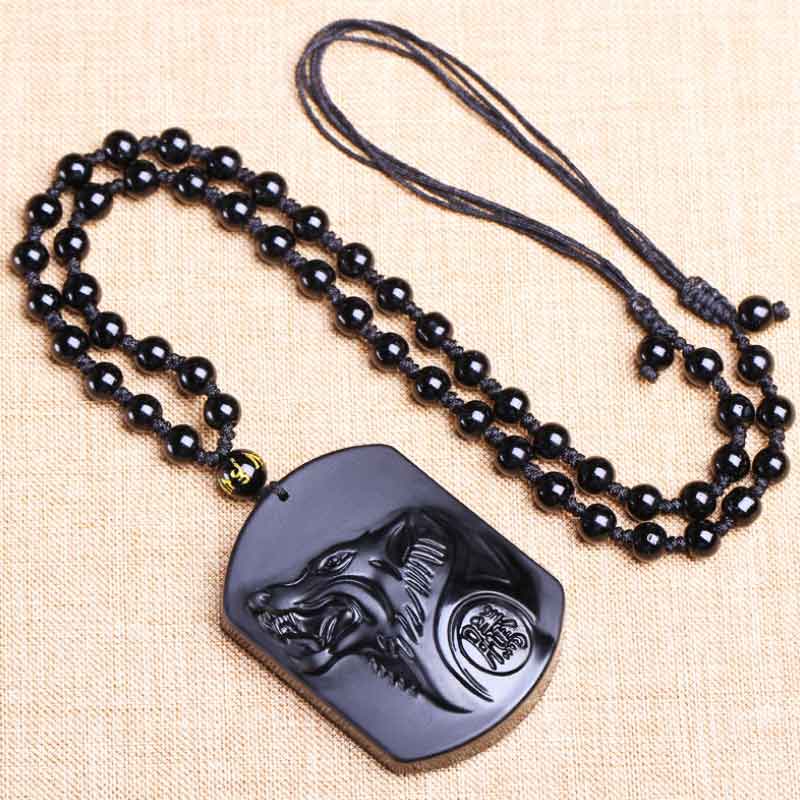 Totem Pendant Black Wolf Head Necklace Pendant Men's Necklace BENNYS
