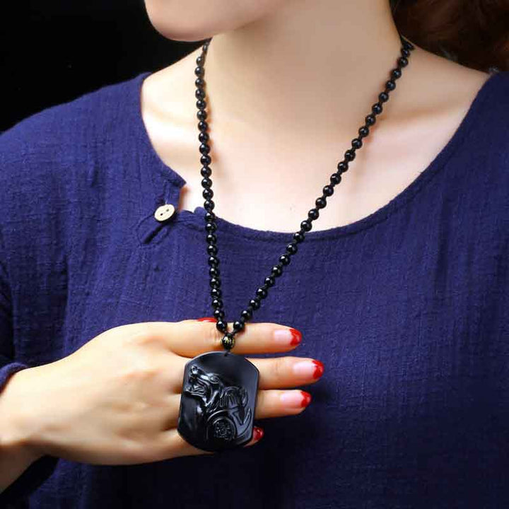 Totem Pendant Black Wolf Head Necklace Pendant Men's Necklace BENNYS