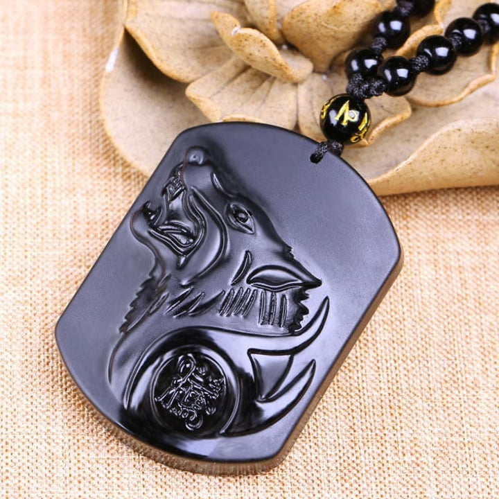 Totem Pendant Black Wolf Head Necklace Pendant Men's Necklace BENNYS