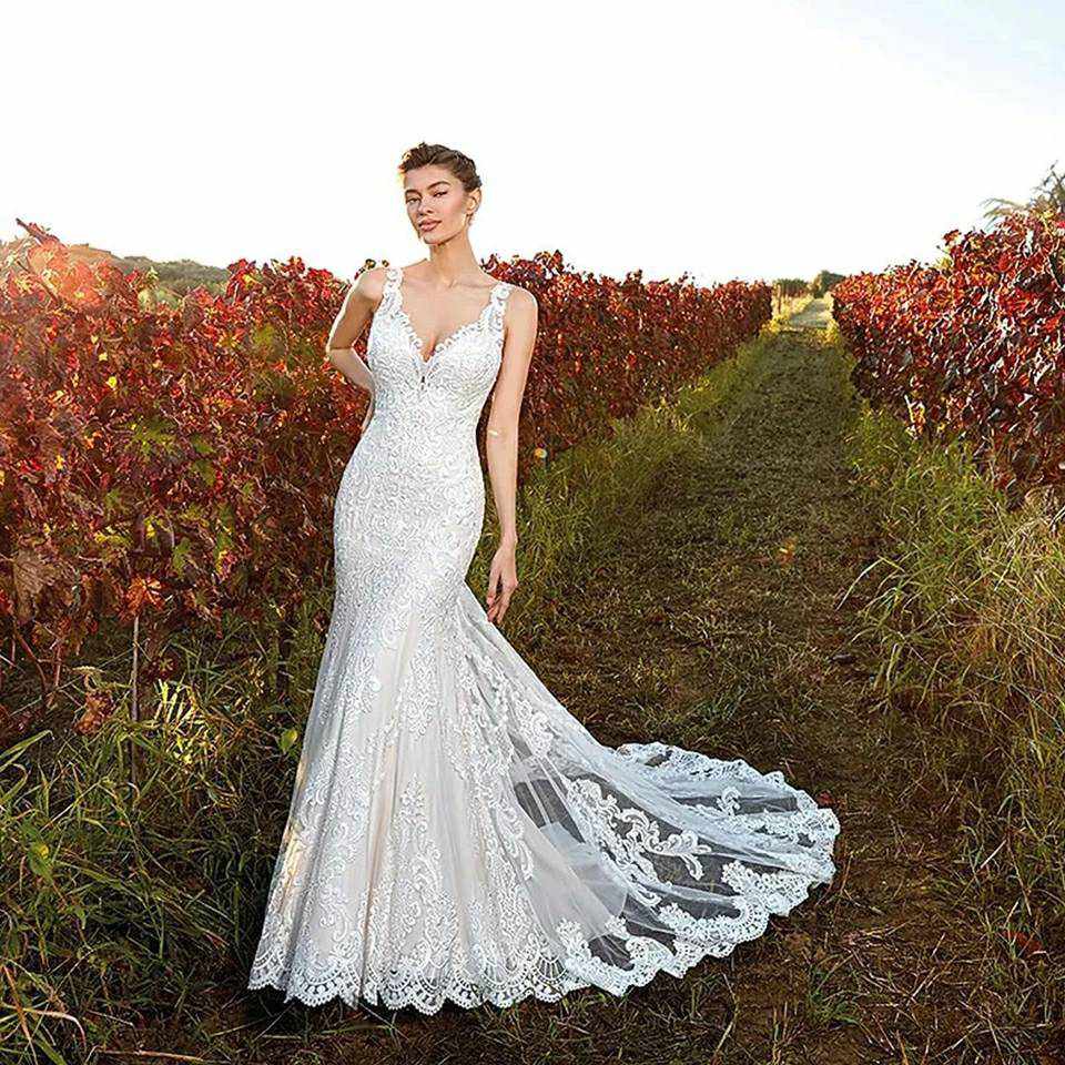 V Neck Sexy Mermaid Wedding Dress BENNYS