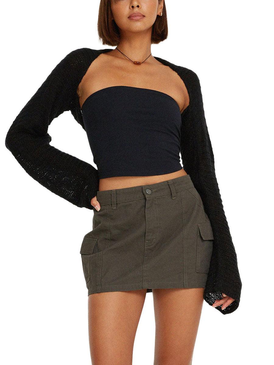 Vintage Crochet Long Sleeve Crop Tops BENNYS