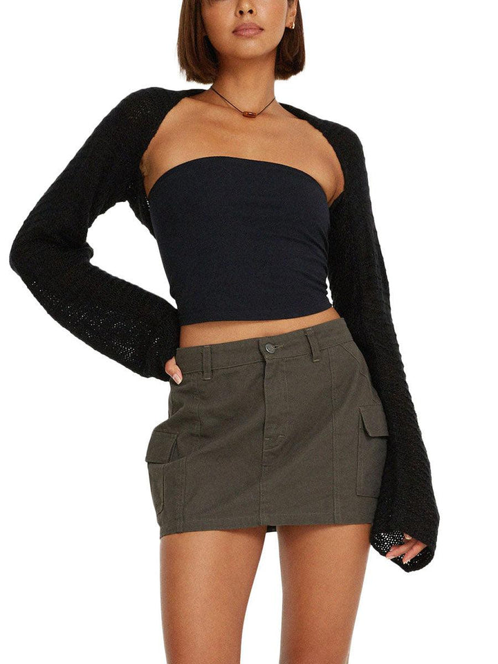 Vintage Crochet Long Sleeve Crop Tops BENNYS