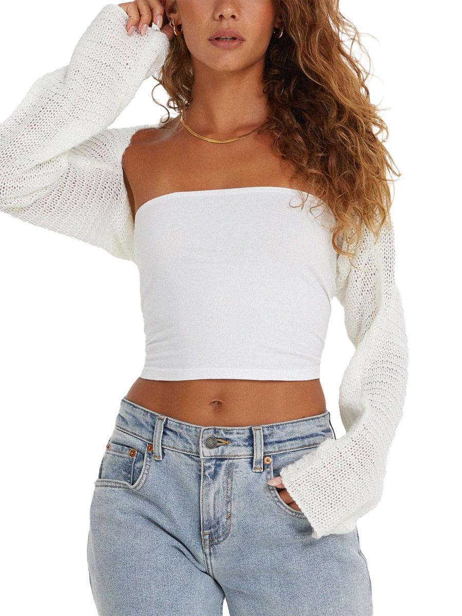 Vintage Crochet Long Sleeve Crop Tops BENNYS