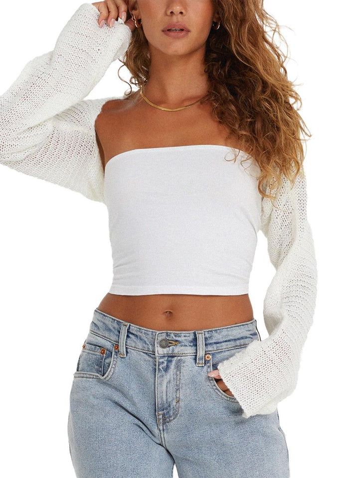 Vintage Crochet Long Sleeve Crop Tops BENNYS