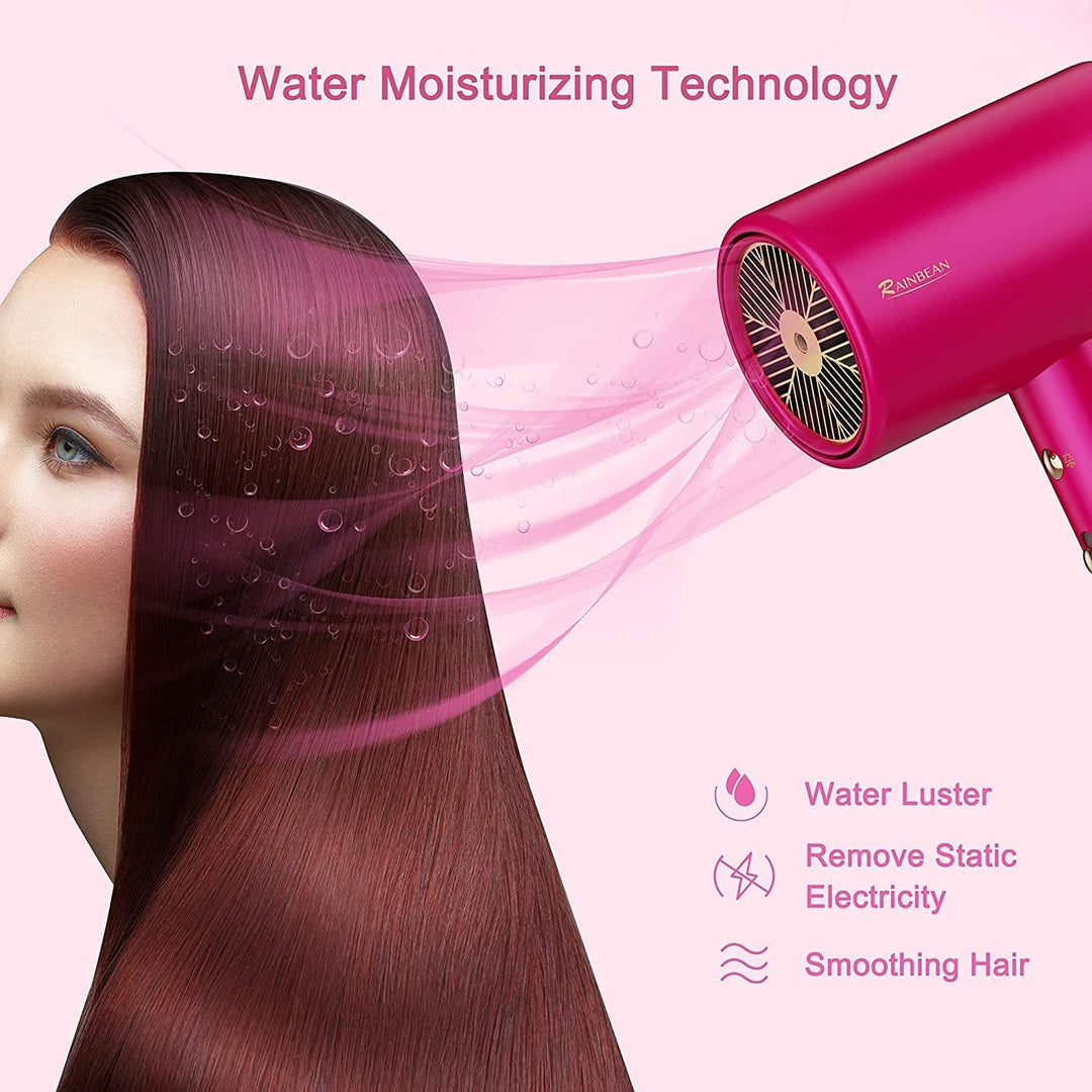 Water Ionic Hair Dryer, 1800W Blow Dryer Powerful Low Noise Fast Drying BENNYS