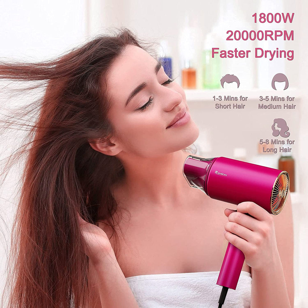 Water Ionic Hair Dryer, 1800W Blow Dryer Powerful Low Noise Fast Drying BENNYS