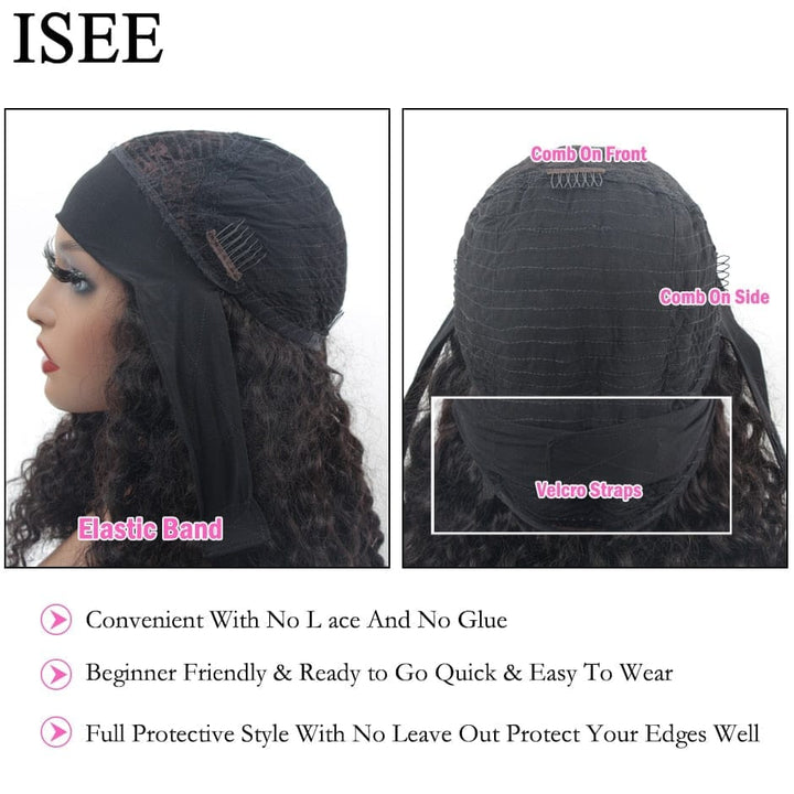 Water Wave Wig Natural Color Headband Wig Scarf  For Women BENNYS