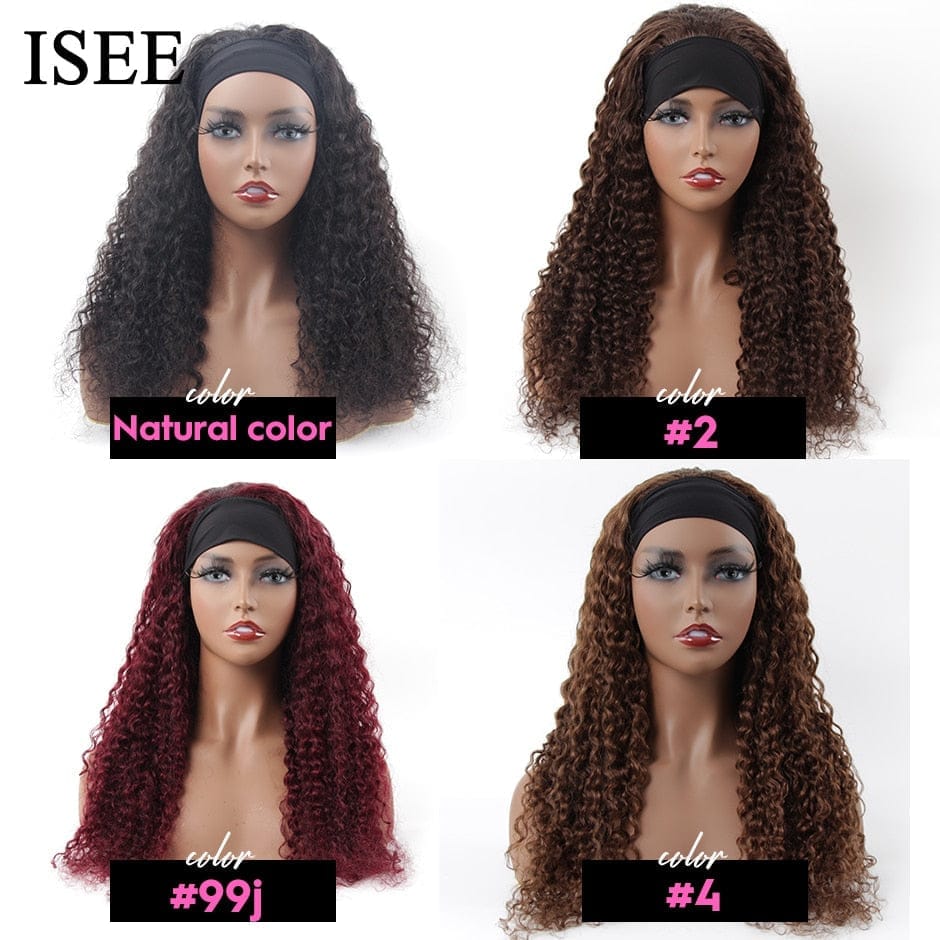 Water Wave Wig Natural Color Headband Wig Scarf  For Women BENNYS