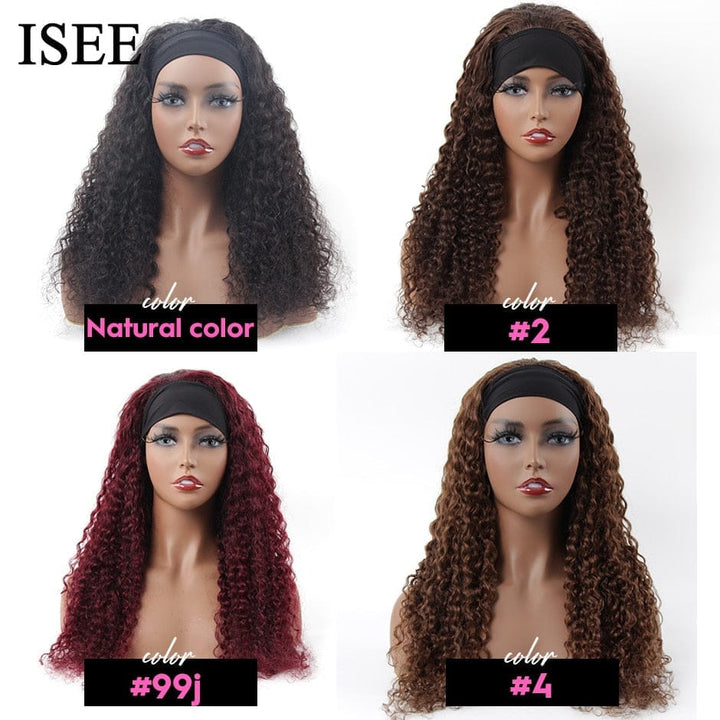 Water Wave Wig Natural Color Headband Wig Scarf  For Women BENNYS