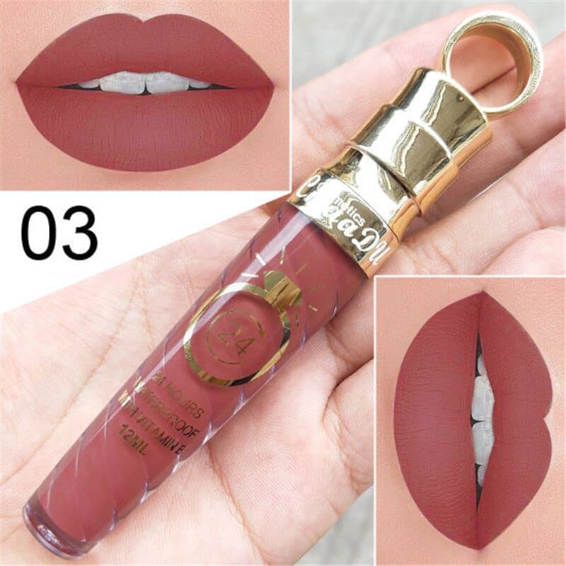 Waterproof Long Lasting Matte+Shimmer Nude Glitter Lip Gloss BENNYS