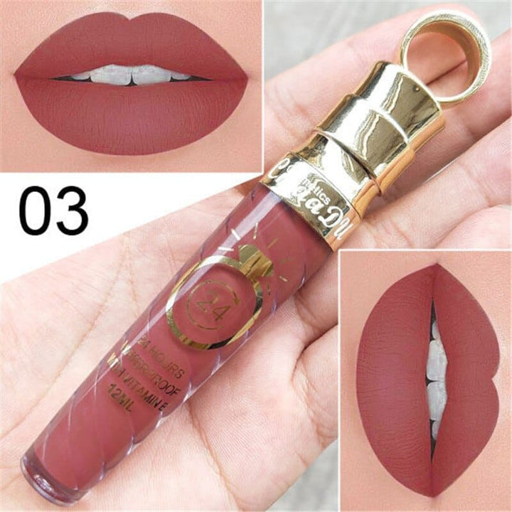 Waterproof Long Lasting Matte+Shimmer Nude Glitter Lip Gloss BENNYS