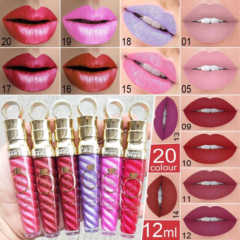Waterproof Long Lasting Matte+Shimmer Nude Glitter Lip Gloss BENNYS