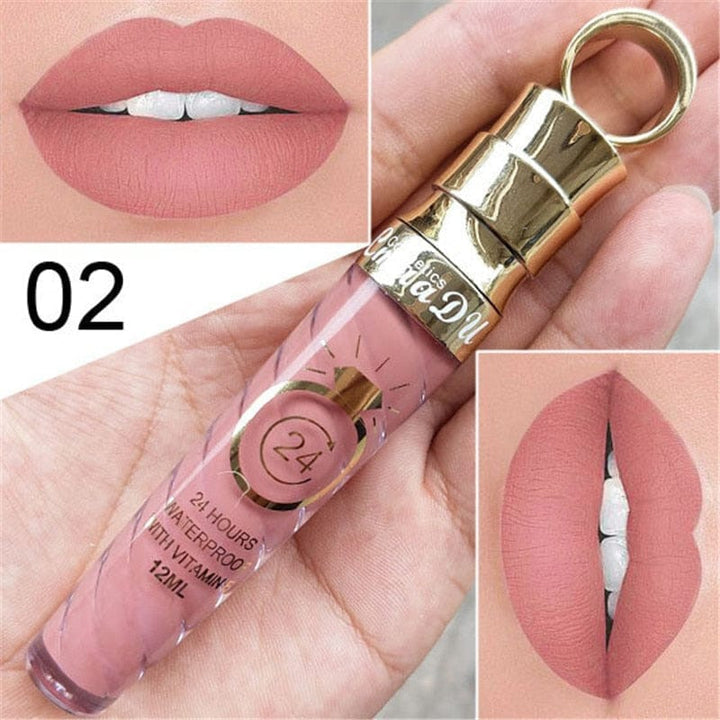 Waterproof Long Lasting Matte+Shimmer Nude Glitter Lip Gloss BENNYS