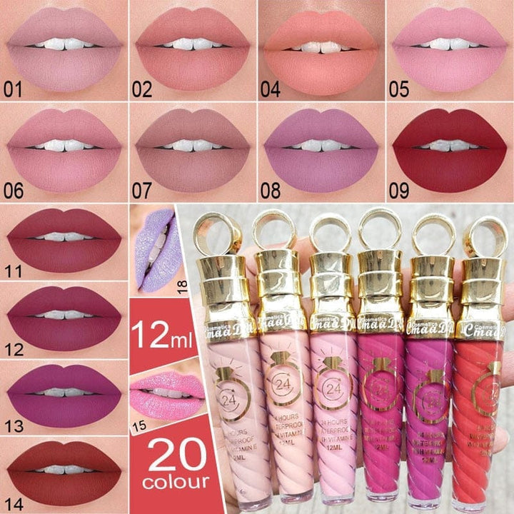 Waterproof Long Lasting Matte+Shimmer Nude Glitter Lip Gloss BENNYS