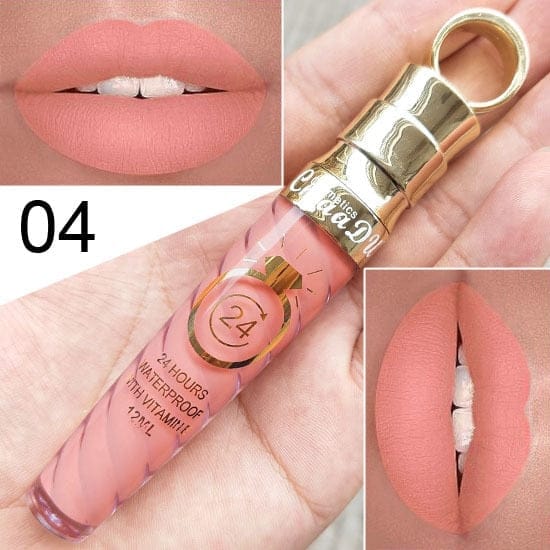 Waterproof Long Lasting Matte+Shimmer Nude Glitter Lip Gloss BENNYS
