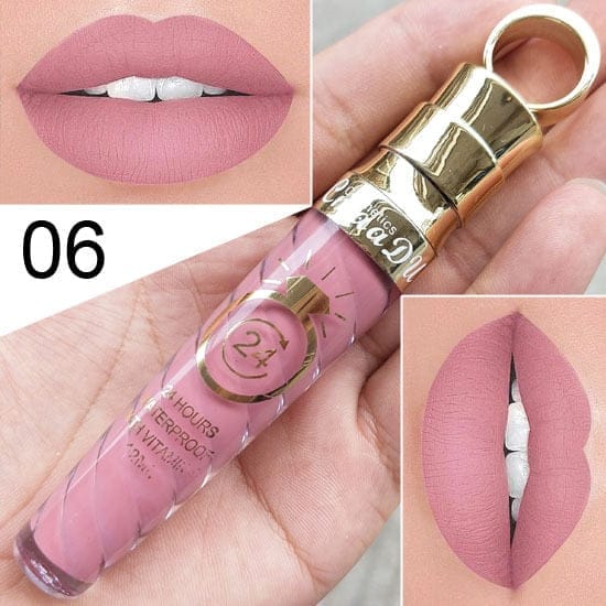 Waterproof Long Lasting Matte+Shimmer Nude Glitter Lip Gloss BENNYS