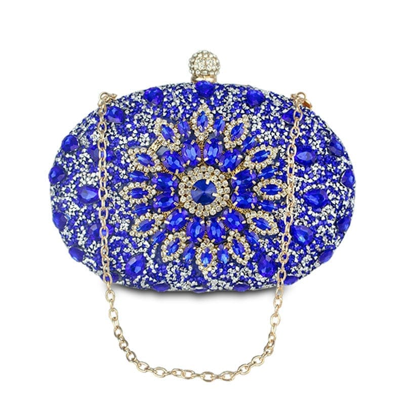 Wedding Diamond Floral Blue Crystal Clutch Bag BENNYS