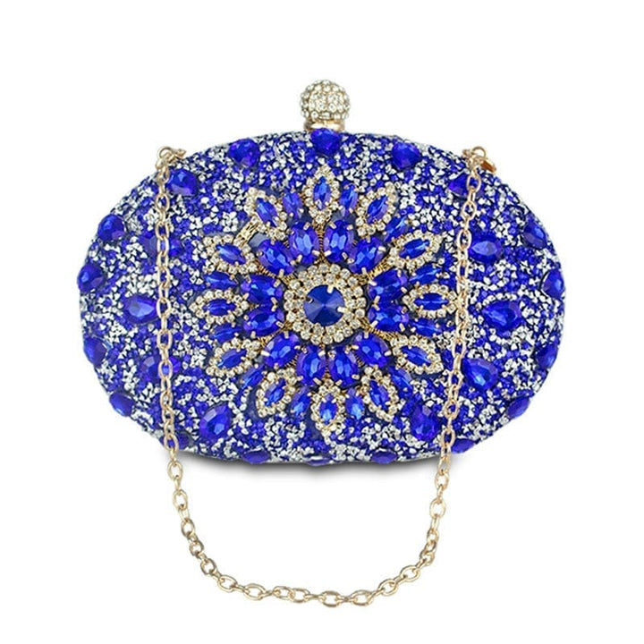 Wedding Diamond Floral Blue Crystal Clutch Bag BENNYS