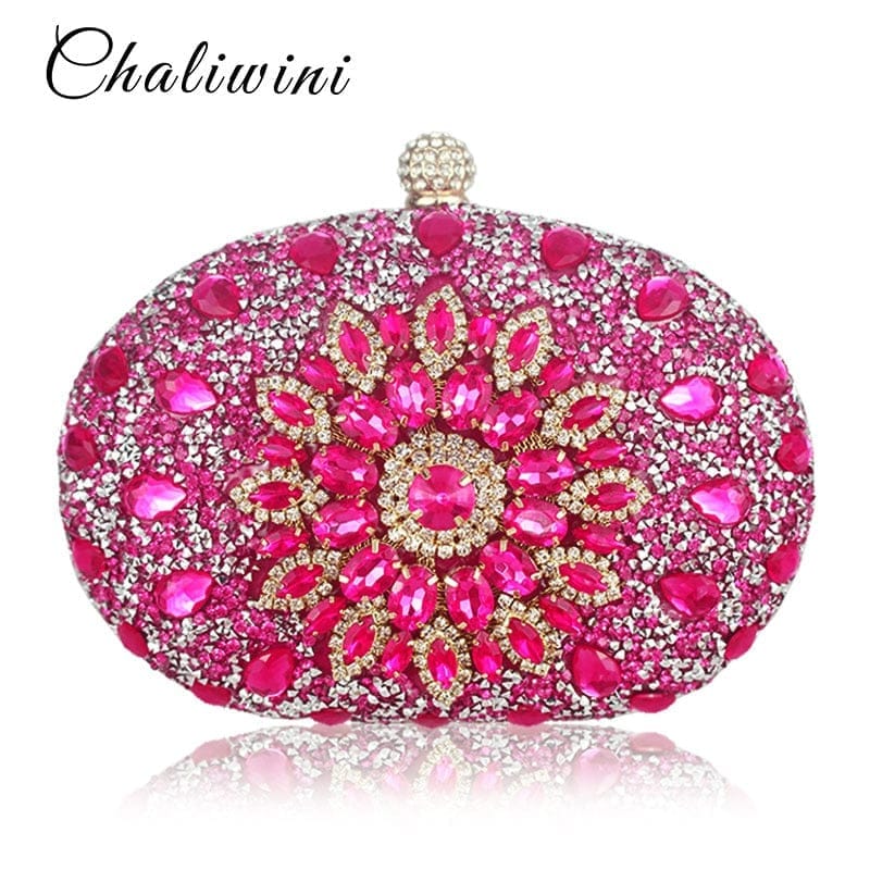 Wedding Diamond Floral Blue Crystal Clutch Bag BENNYS