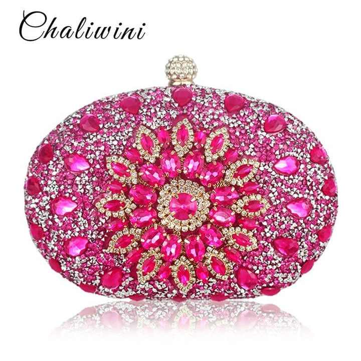 Wedding Diamond Floral Blue Crystal Clutch Bag BENNYS