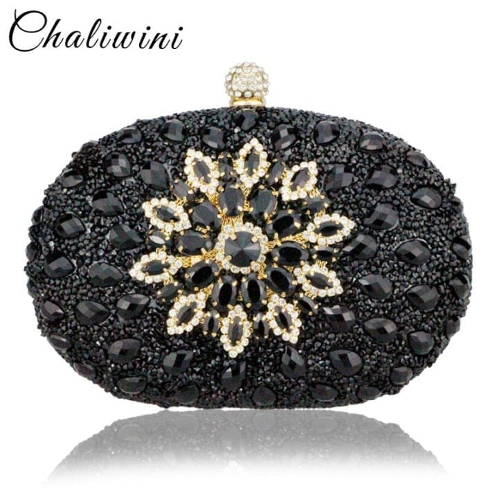 Wedding Diamond Floral Blue Crystal Clutch Bag BENNYS