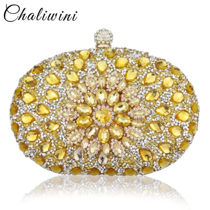 Wedding Diamond Floral Blue Crystal Clutch Bag BENNYS