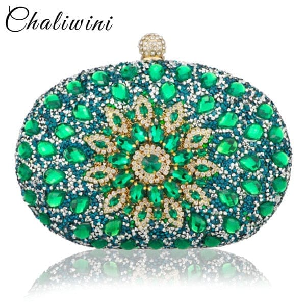 Wedding Diamond Floral Blue Crystal Clutch Bag BENNYS