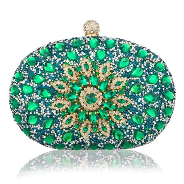 Wedding Diamond Floral Blue Crystal Clutch Bag BENNYS
