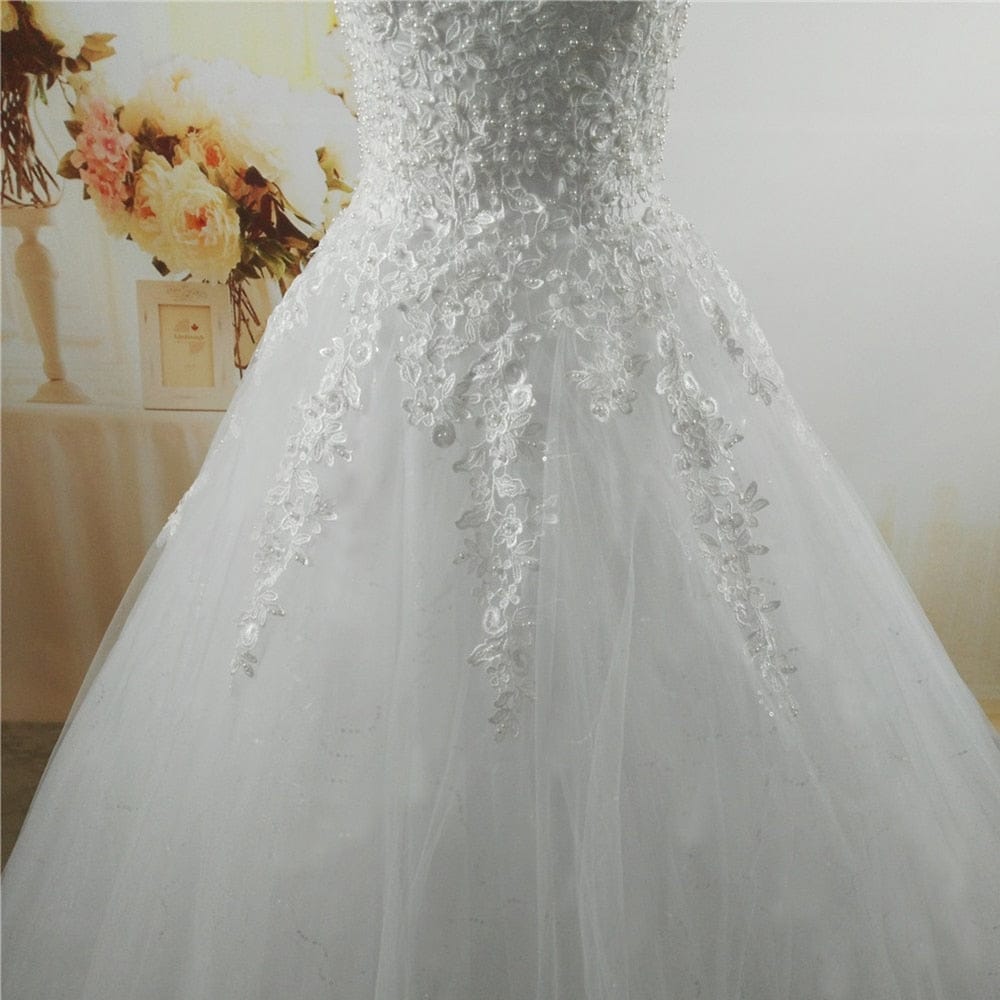 White Ivory pearls Wedding Dresses BENNYS