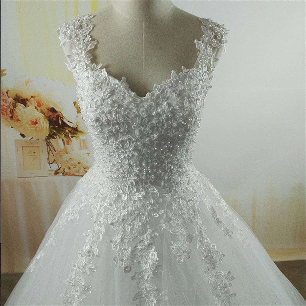 White Ivory pearls Wedding Dresses BENNYS