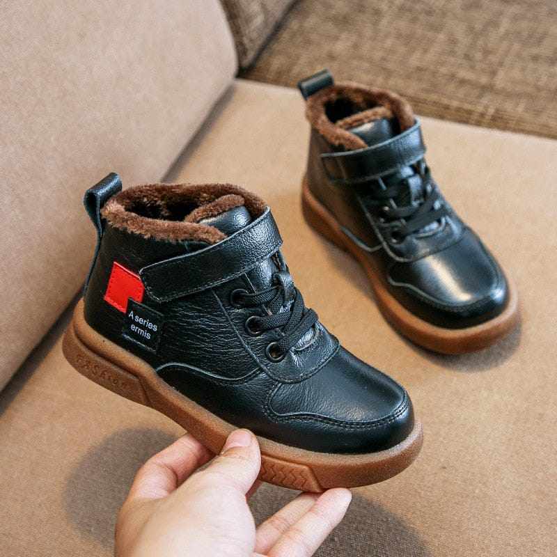 Winter Boots For Boys/Kids Genuine Leather Shoes Plush Warm Snow Boots BENNYS