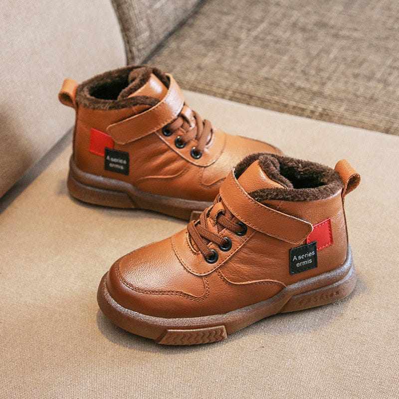 Winter Boots For Boys/Kids Genuine Leather Shoes Plush Warm Snow Boots BENNYS
