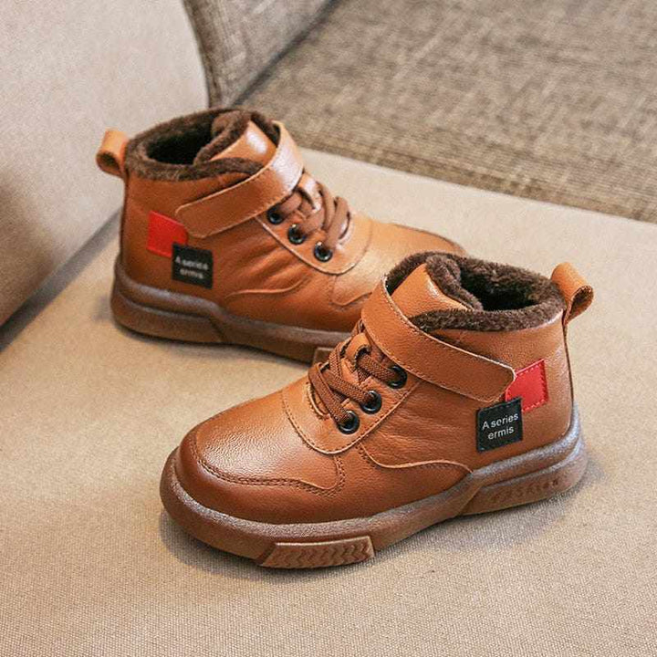 Winter Boots For Boys/Kids Genuine Leather Shoes Plush Warm Snow Boots BENNYS