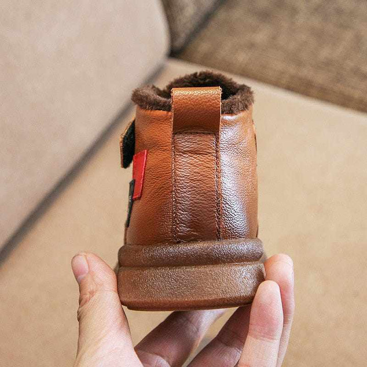 Winter Boots For Boys/Kids Genuine Leather Shoes Plush Warm Snow Boots BENNYS