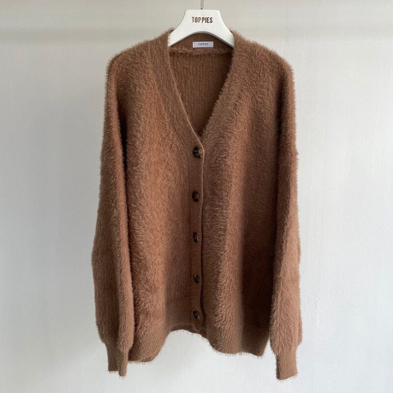 Winter Cardigan Sweater For Women Faux Fur Knitted Sweater BENNYS