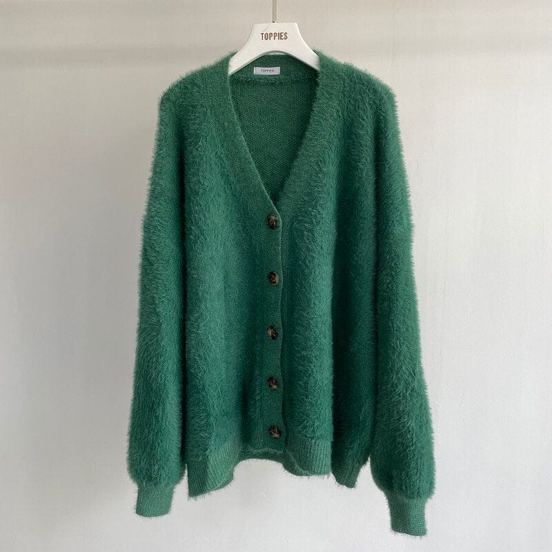 Winter Cardigan Sweater For Women Faux Fur Knitted Sweater BENNYS