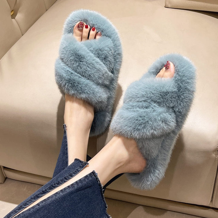 Winter Fuzzy Slippers Women Warm Soft Plush Shoes BENNYS