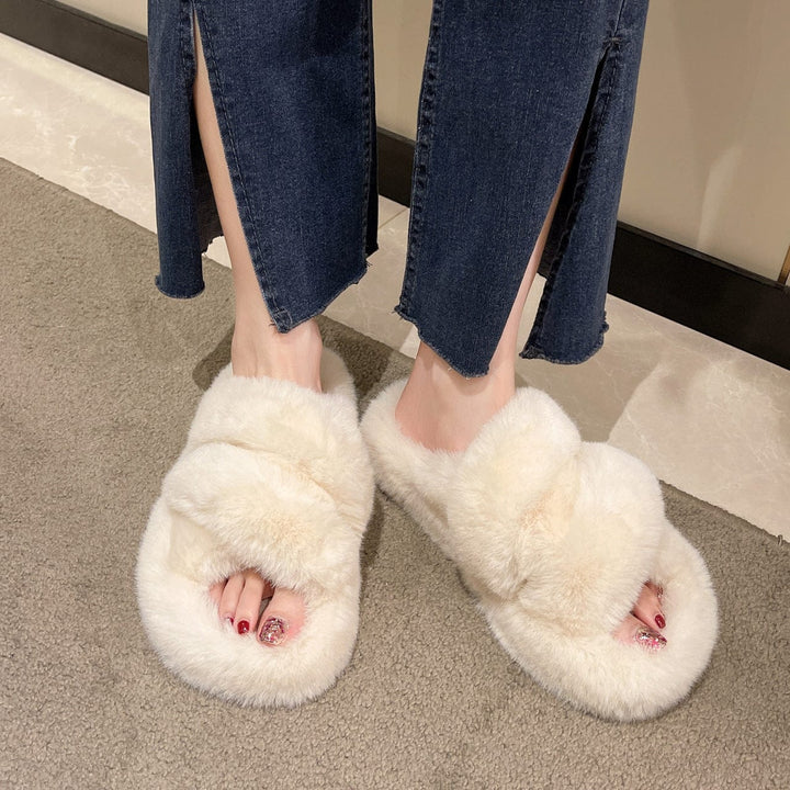 Winter Fuzzy Slippers Women Warm Soft Plush Shoes BENNYS