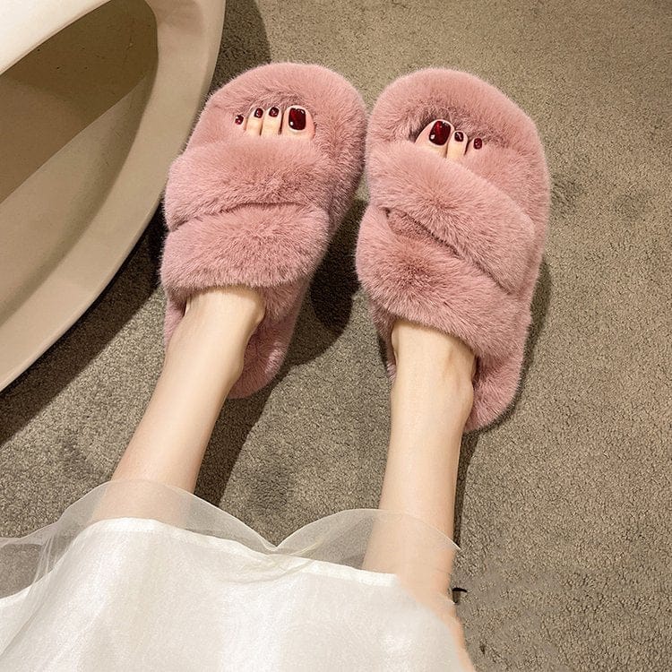 Winter Fuzzy Slippers Women Warm Soft Plush Shoes BENNYS